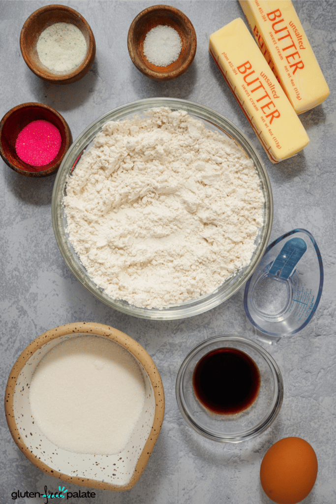 Los ingredientes utilizados para las galletas spritz sin gluten.